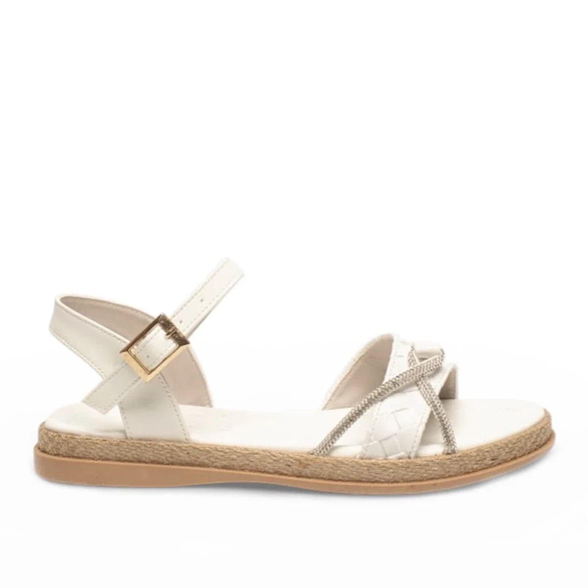 TAŞLI İPLİ SANDALET - Renk: Ekru - Fotoğraf 1 / 1