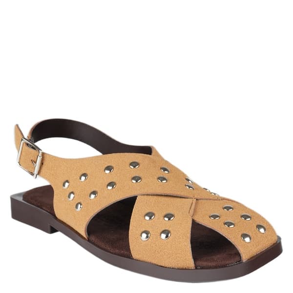 NOKTA TAŞLI SİYAH SÜET BURNU KAPALI SANDALET