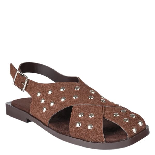 NOKTA TAŞLI SİYAH SÜET BURNU KAPALI SANDALET