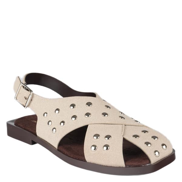 NOKTA TAŞLI SİYAH SÜET BURNU KAPALI SANDALET