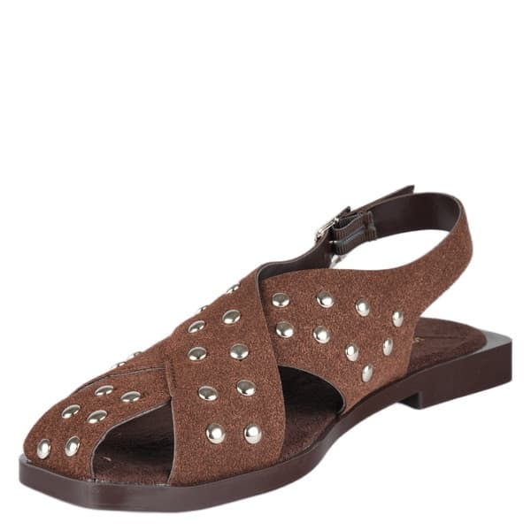 NOKTA TAŞLI SİYAH SÜET BURNU KAPALI SANDALET