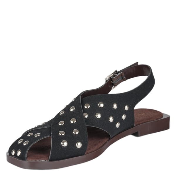 NOKTA TAŞLI SİYAH SÜET BURNU KAPALI SANDALET