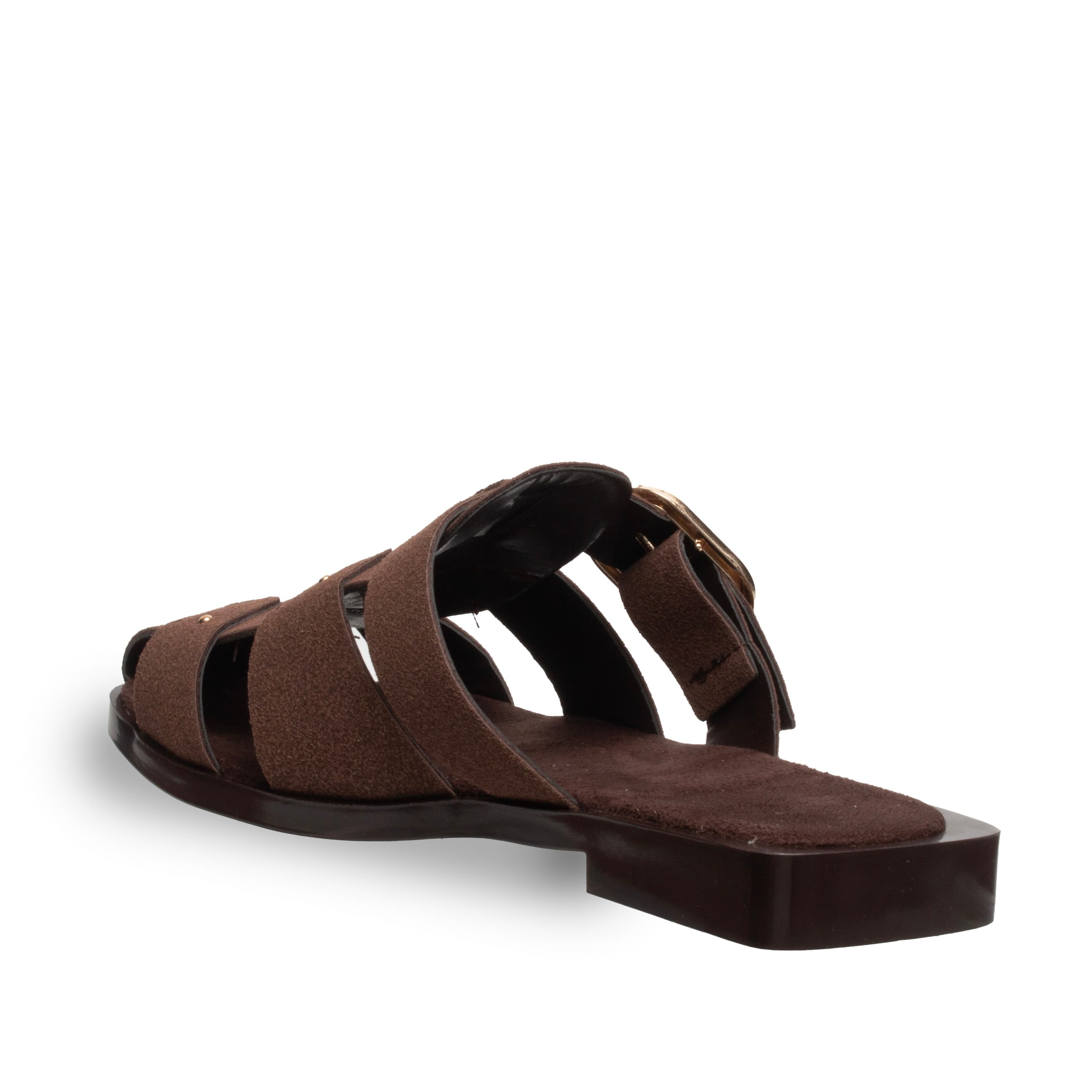 Düz Terlik – Siyah – Deri Tozu – Günlük Konfor - Renk: Kahve - Fotoğraf 3 / 4