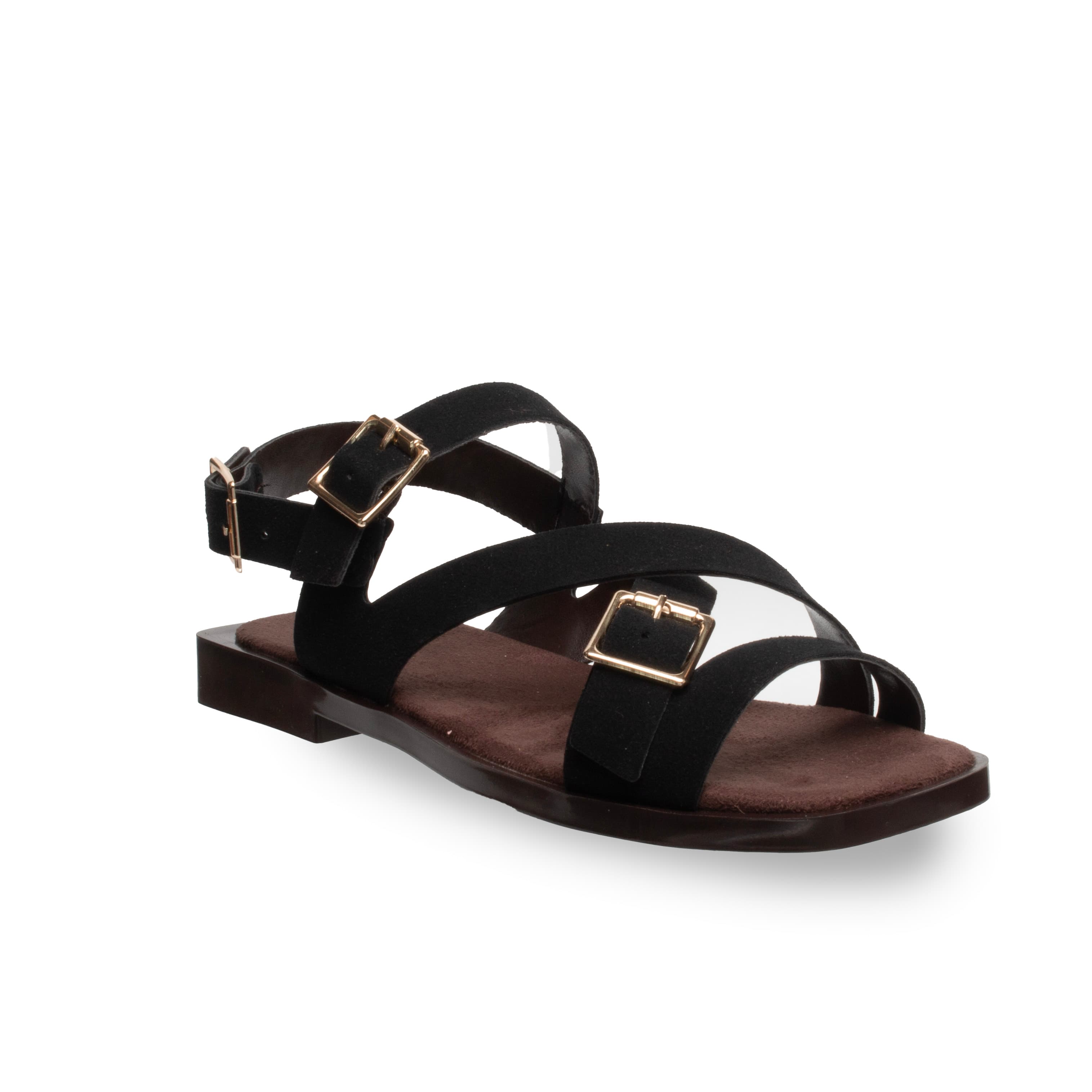 Çift Kemerli Günlük Sandalet – Deri Tozu – Rahat Taban - Renk: Siyah - Fotoğraf 2 / 4