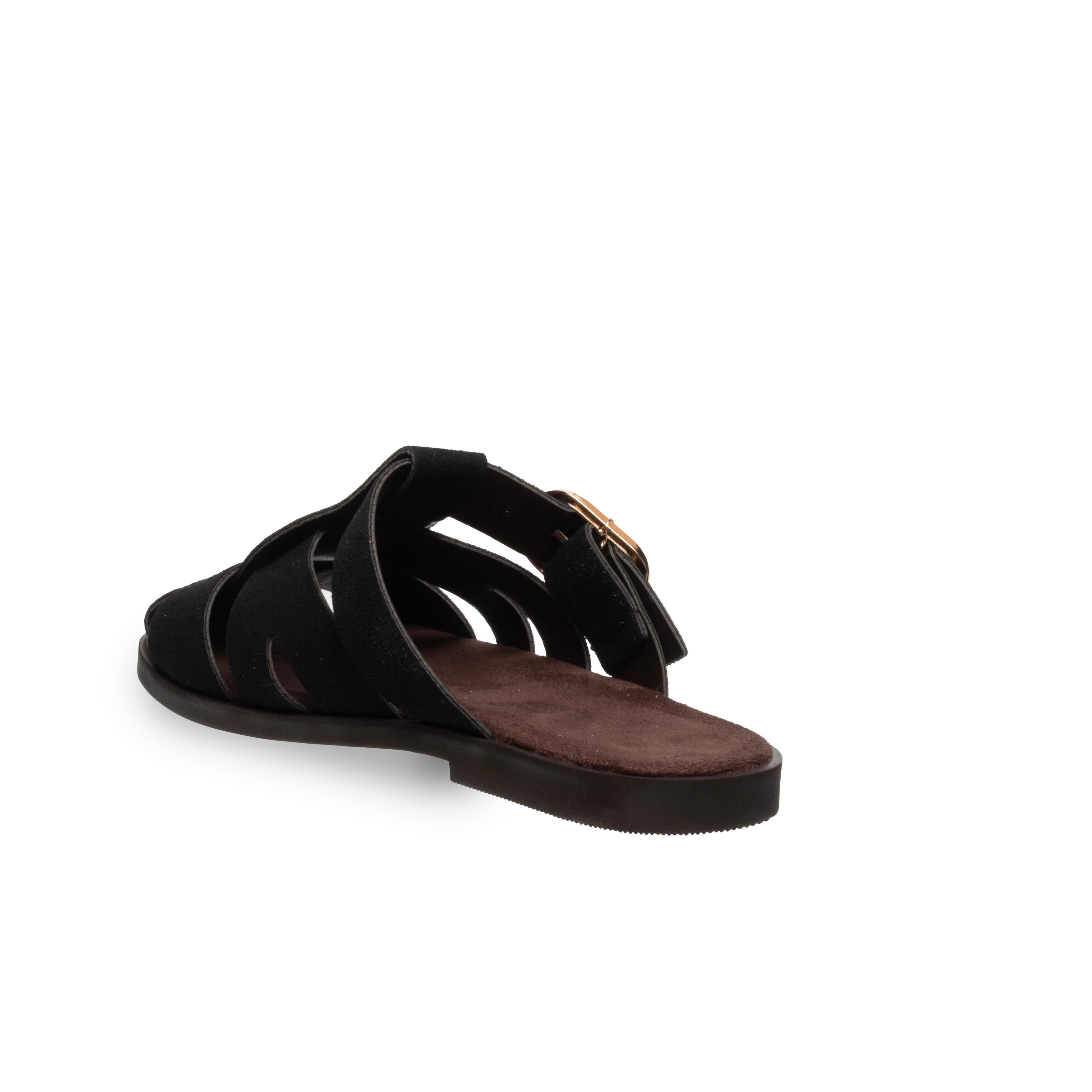 Siyah Düz Terlik – Deri Tozu Kaplama – Günlük Konfor - Renk: Siyah - Fotoğraf 3 / 4