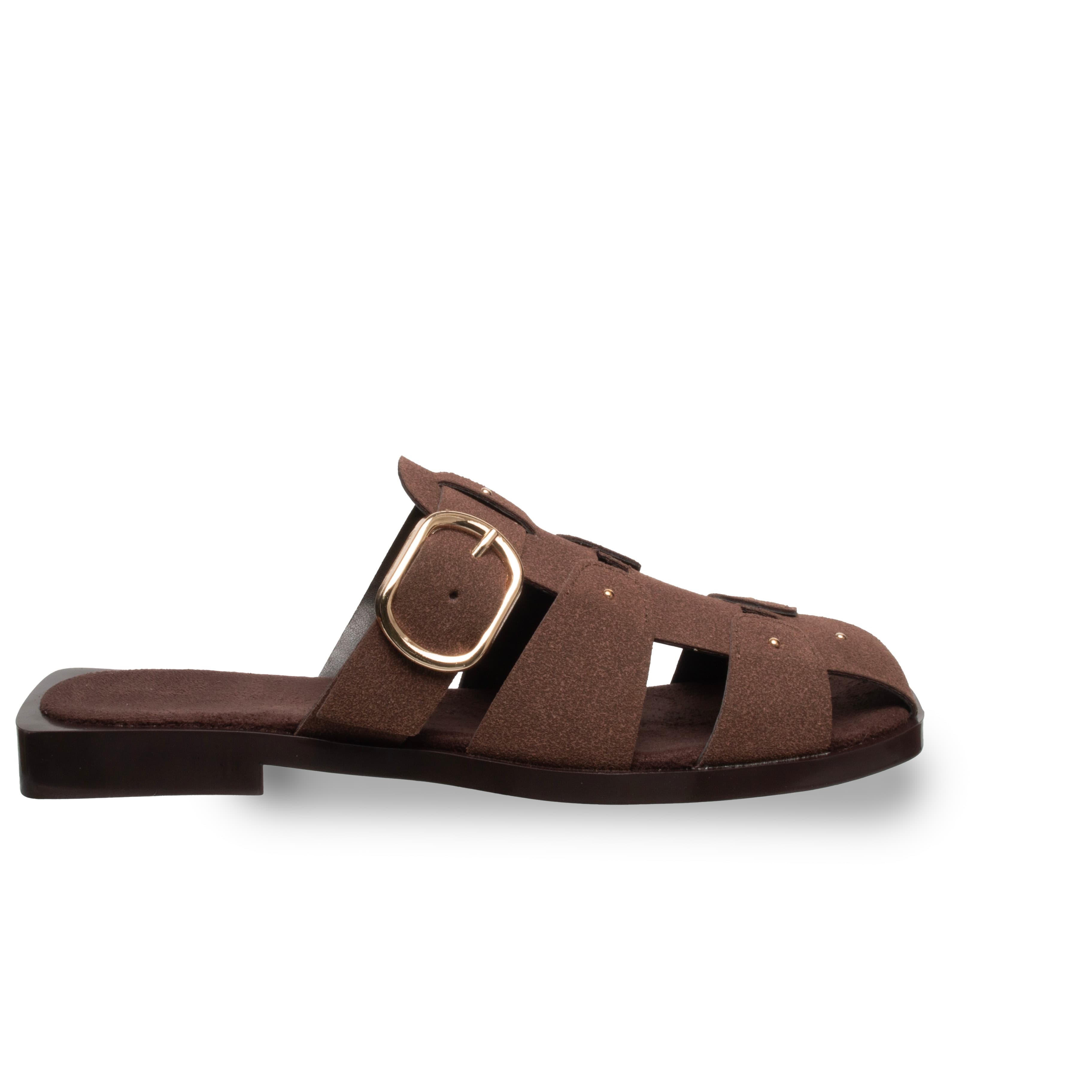 Düz Terlik – Siyah – Deri Tozu – Günlük Konfor - Renk: Kahve - Fotoğraf 1 / 4