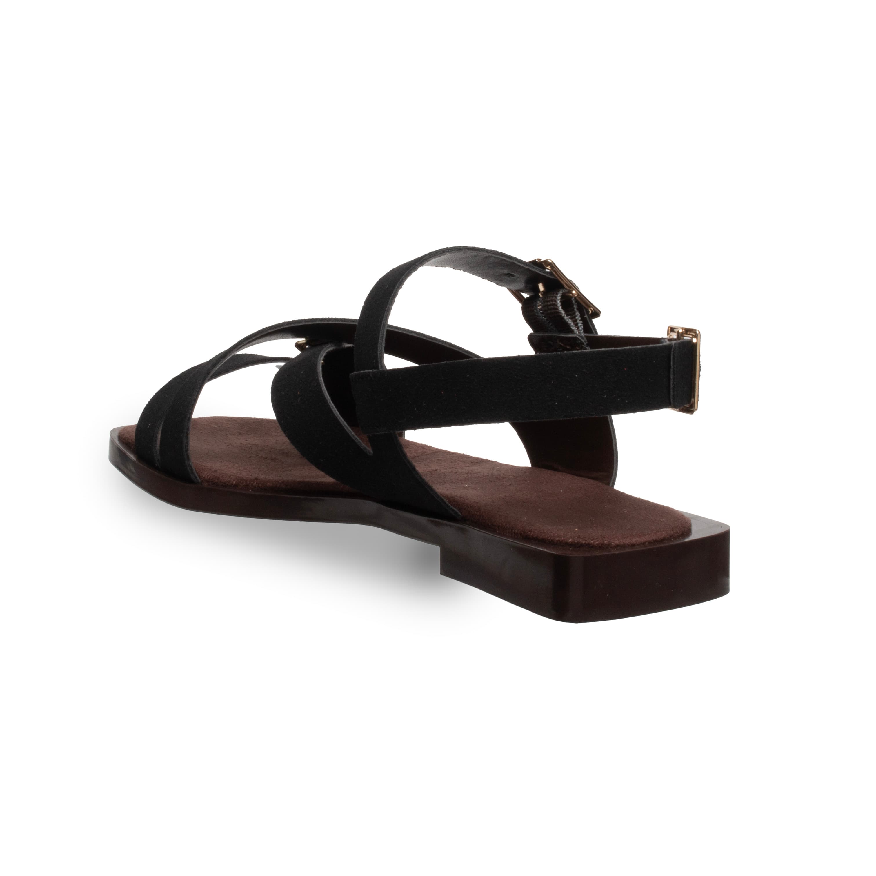 Çift Kemerli Günlük Sandalet – Deri Tozu – Rahat Taban - Renk: Siyah - Fotoğraf 3 / 4