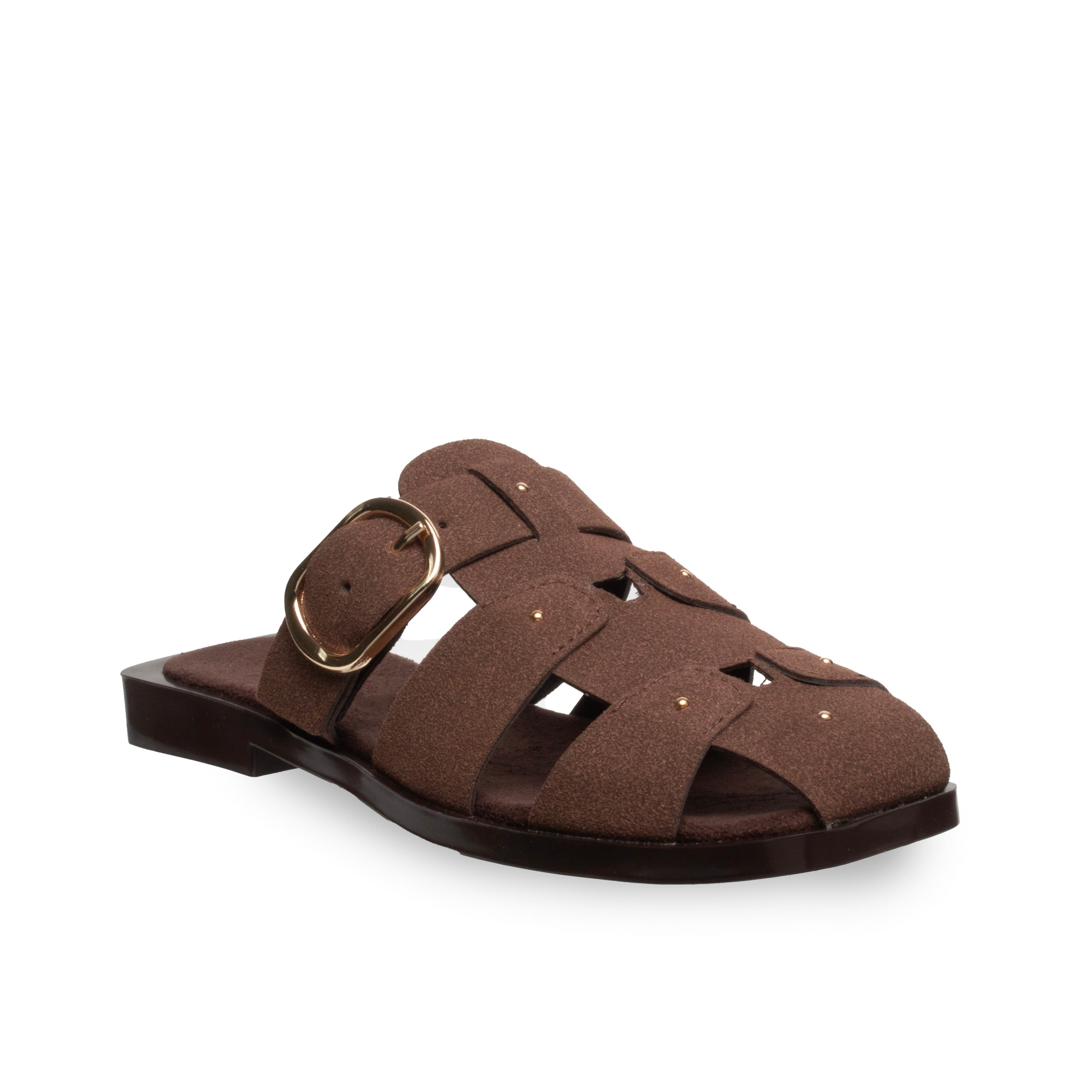 Düz Terlik – Siyah – Deri Tozu – Günlük Konfor - Renk: Kahve - Fotoğraf 2 / 4