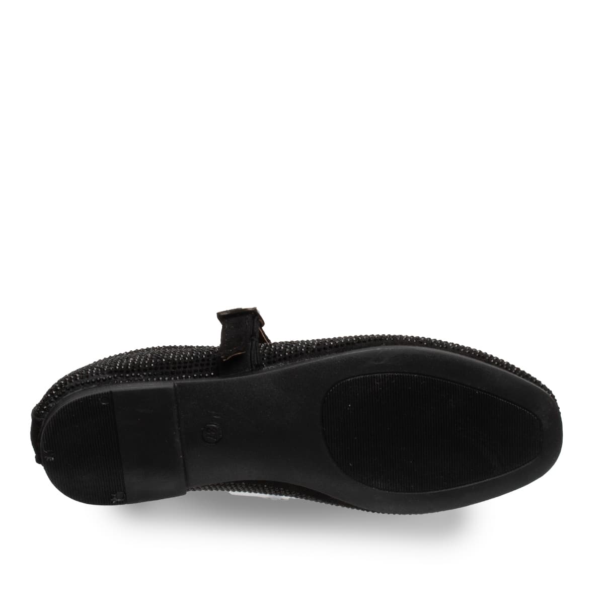 Siyah Parlak Taşlı Kadın Babet Suni Deri - Tüm Sezonlar