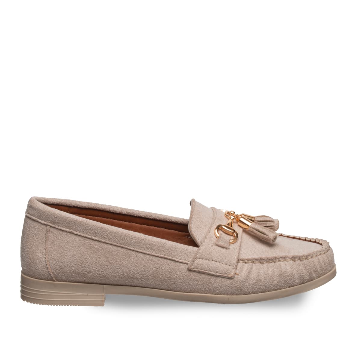 Siyah Püsküllü Kadın › Kadin Loafer Suni Deri - Tüm Sezonlar — Bej