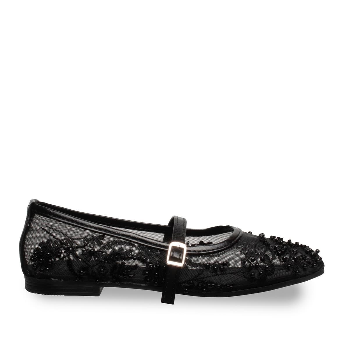 Siyah  Dantelli Kadın Babet - Suni Deri - Tüm Sezonlar