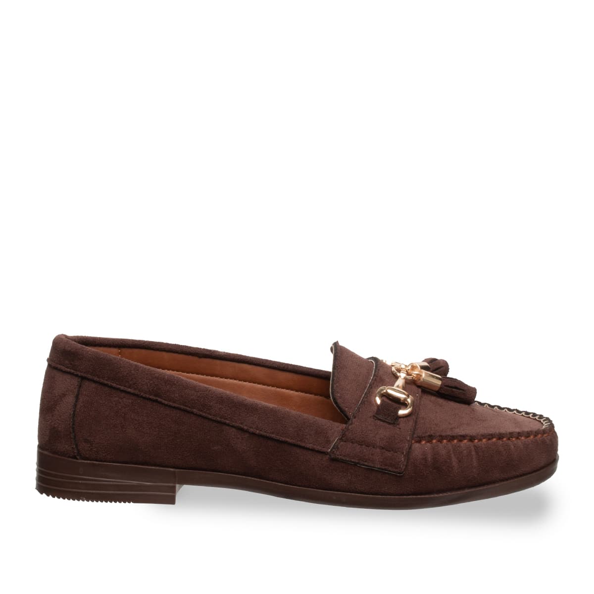 Siyah Püsküllü Kadın › Kadin Loafer Suni Deri - Tüm Sezonlar — Kahverengi