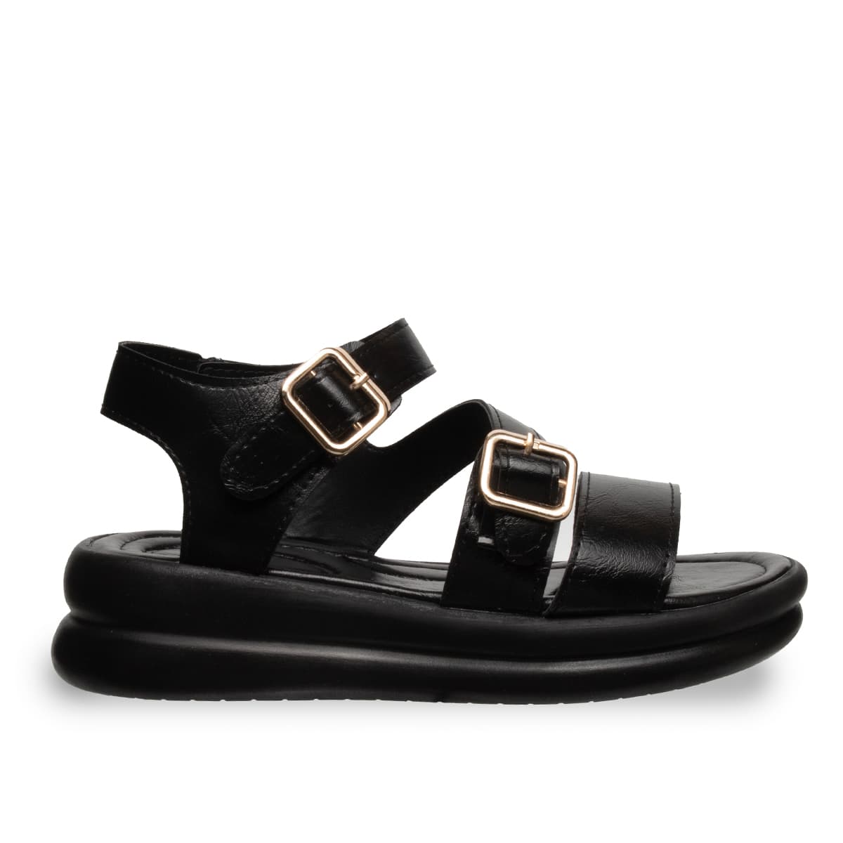 Siyah - Kadın Düz Sandalet  Suni Deri - Yaz