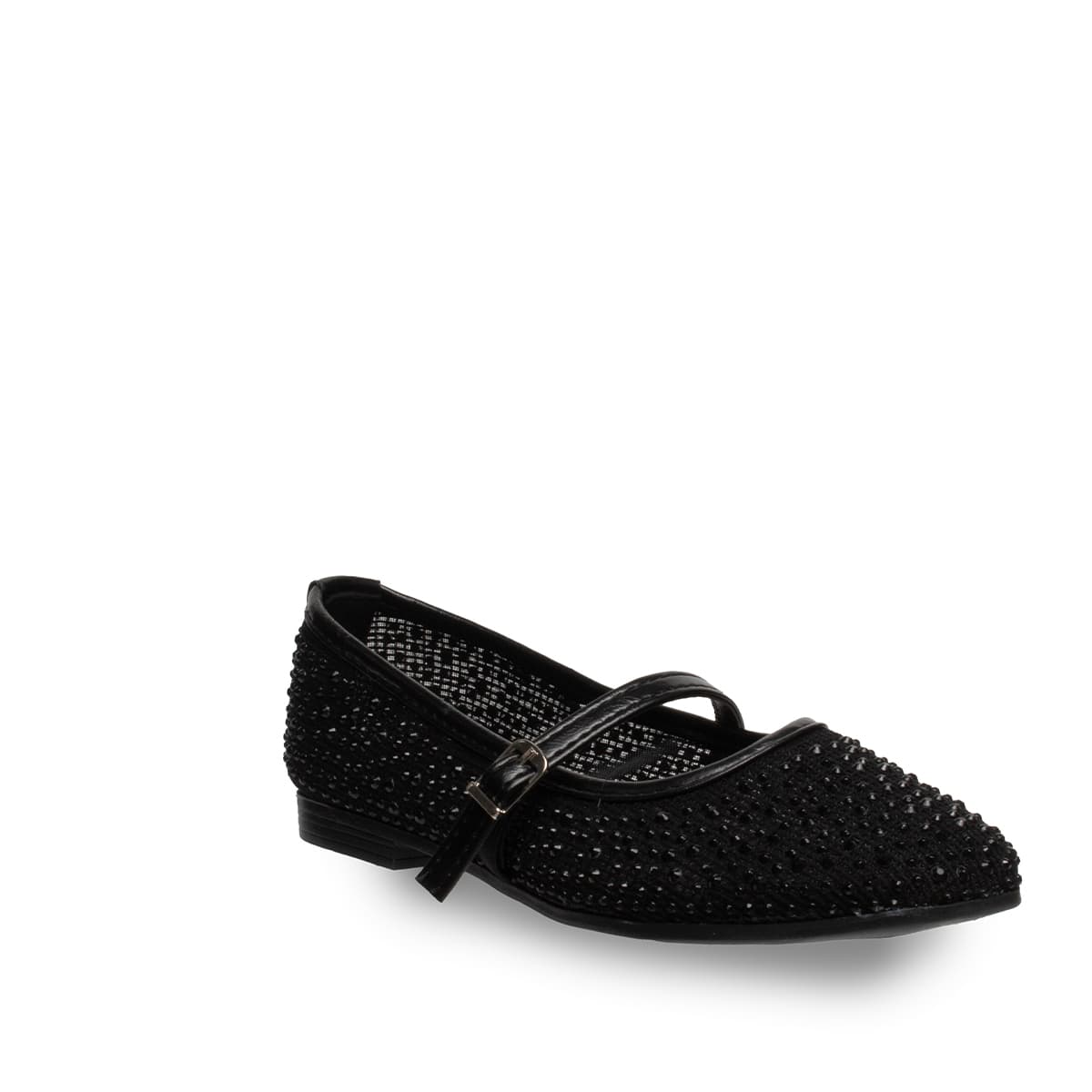 Siyah Taşlı Kadın Babet - Suni Deri - Tüm Sezonlar