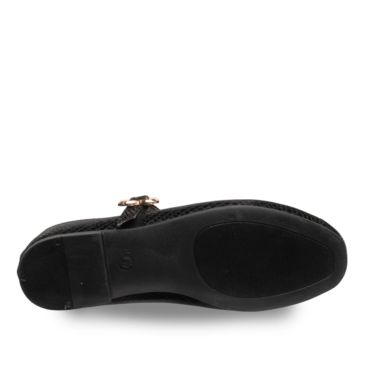 Siyah Kalp Tokalı Kadın Babet - Suni Deri - Tüm Sezonlar