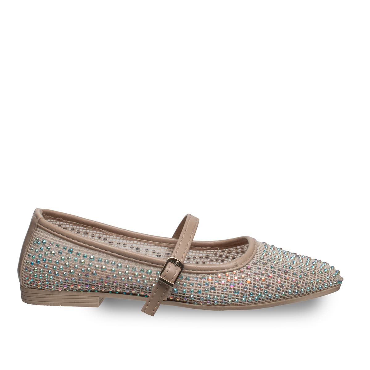 Siyah Taşlı Kadın Babet - Suni Deri - Tüm Sezonlar — Bej