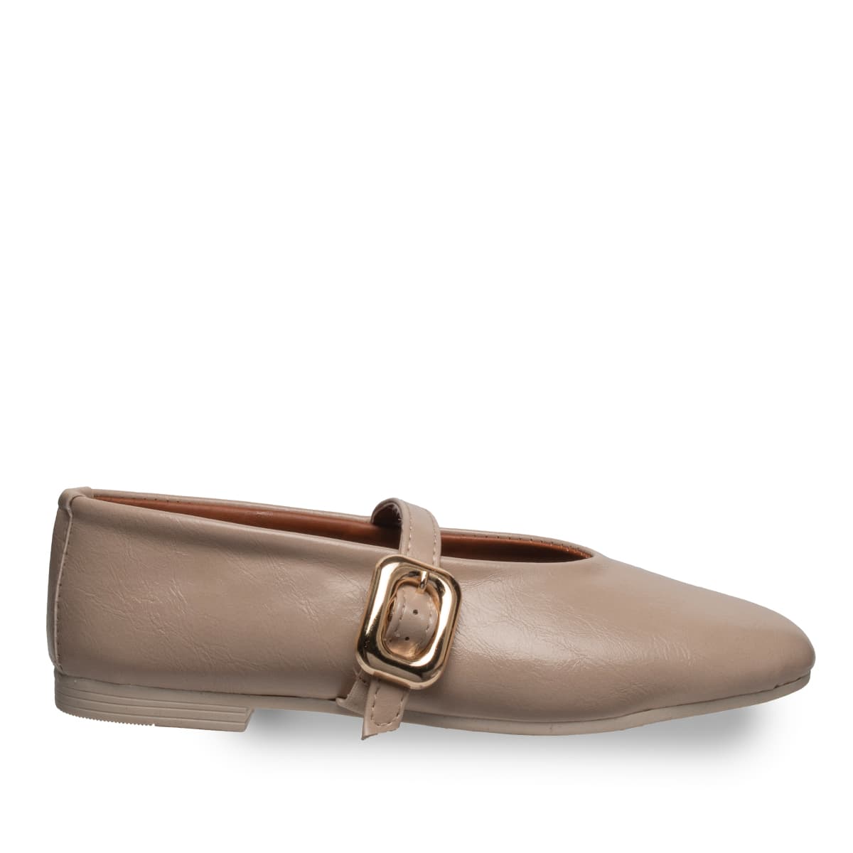 Siyah  Kadın Babet Kemerli- Suni Deri - Tüm Sezonlar — Bej