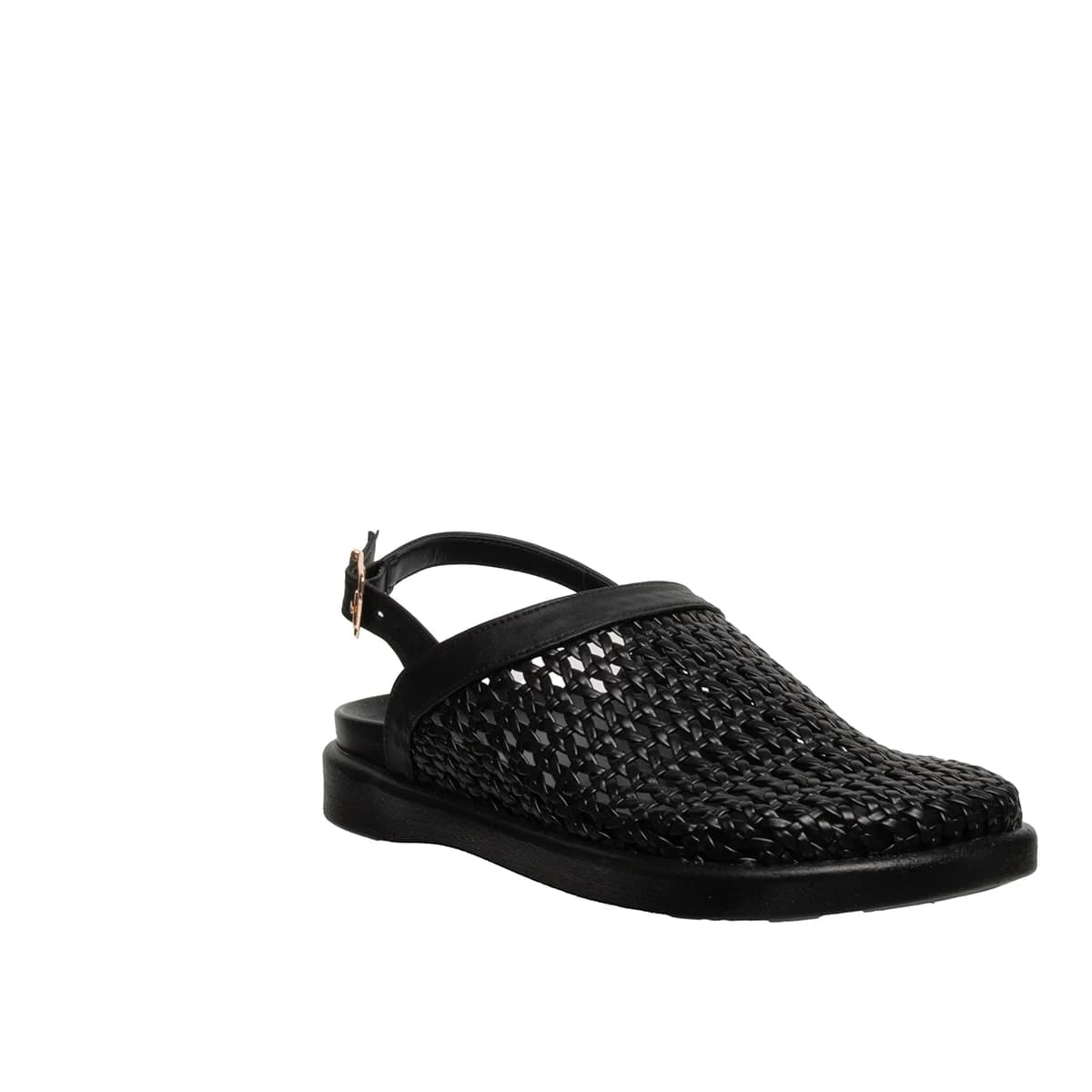 Kadın Düz Örgü Sandalet Siyah - Renk: Siyah - Fotoğraf 3 / 4