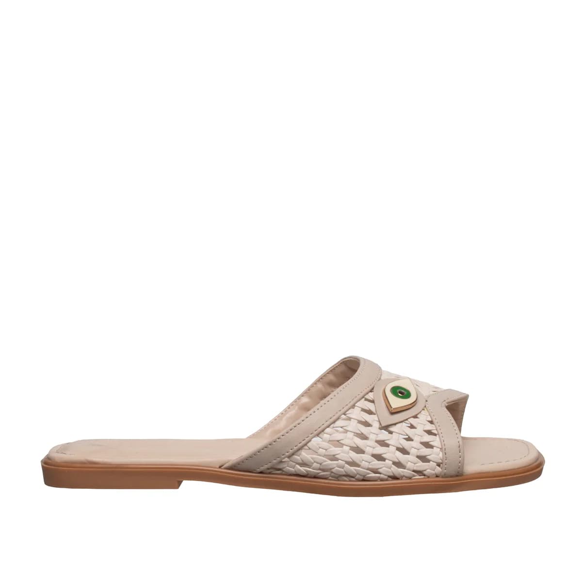 Kadın Düz Terlik Bej Suni Deri - Renk: Bej - Fotoğraf 1 / 4