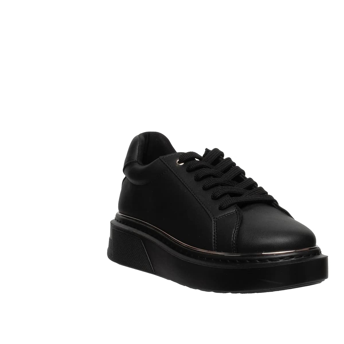 Kadın Siyah Bağcıklı Spor Sneaker - Renk: Siyah - Fotoğraf 4 / 4