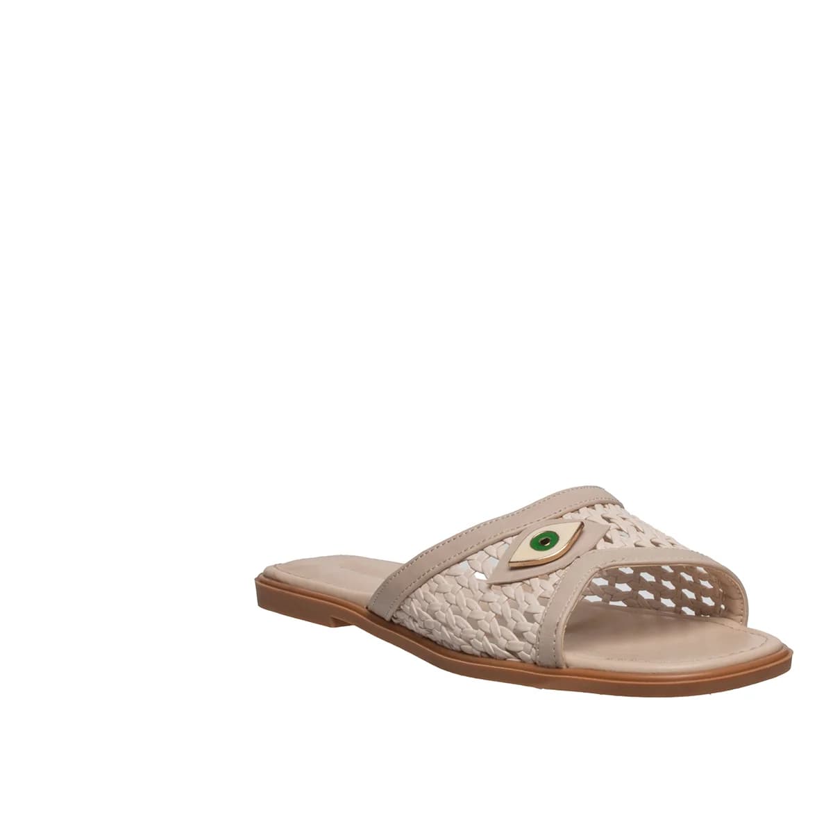 Kadın Düz Terlik Bej Suni Deri - Renk: Bej - Fotoğraf 4 / 4