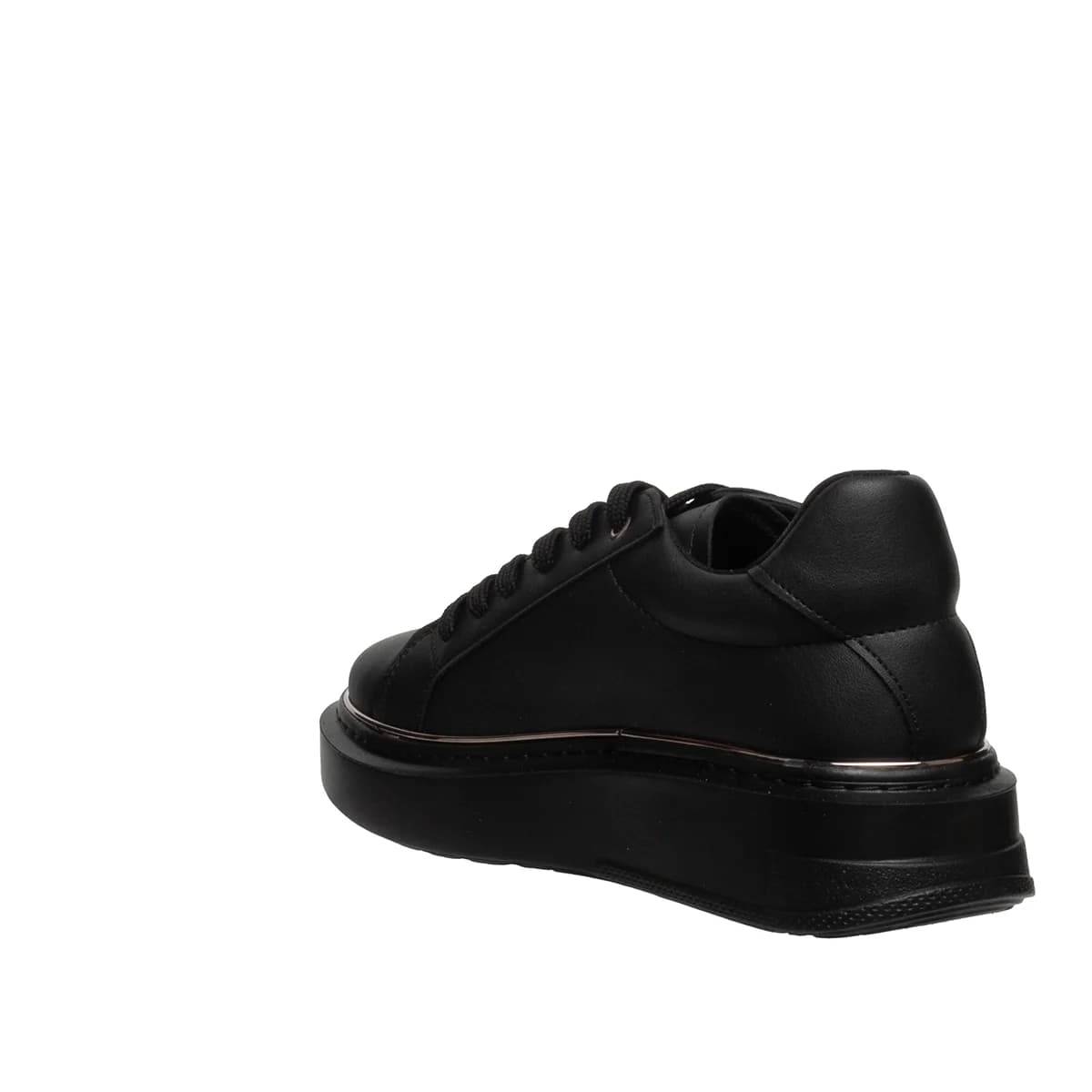 Kadın Siyah Bağcıklı Spor Sneaker - Renk: Siyah - Fotoğraf 3 / 4