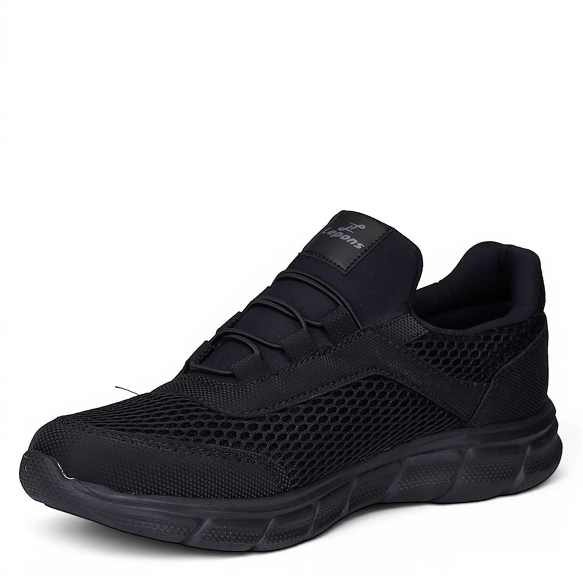Men's Black Lace-Up Sports Sneakers - Color: Black, Color Types: Leather - Image 2 of 4
