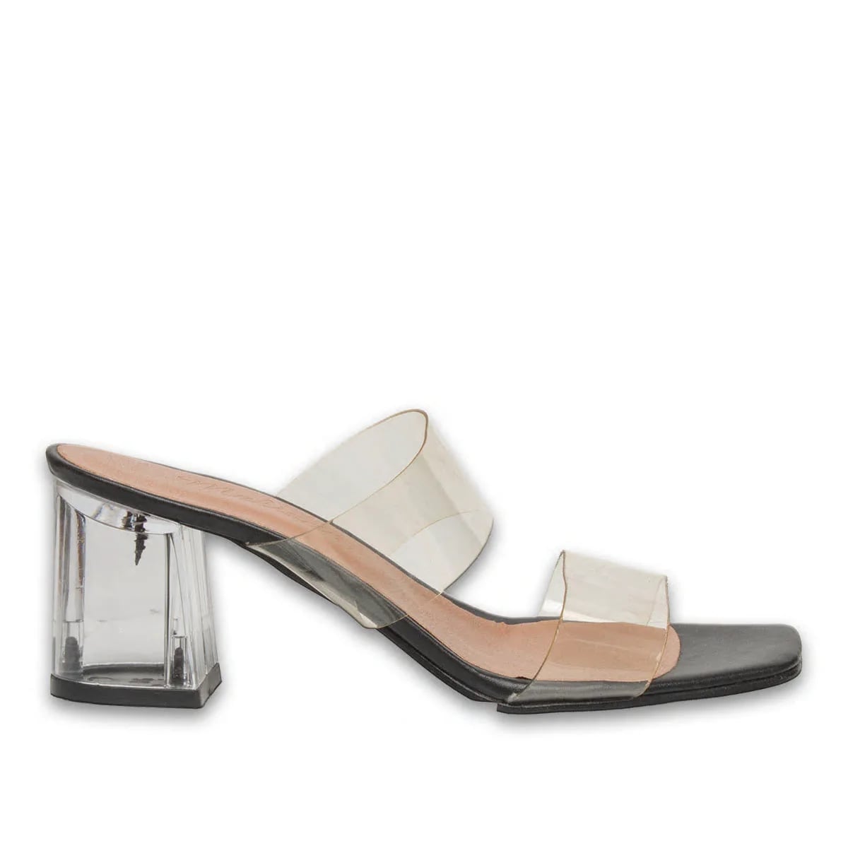 Black Flat Heeled Women's Slippers – Transparent Heeled Summer Model - Color: Black, Color Types: Leather - Image 1 of 4