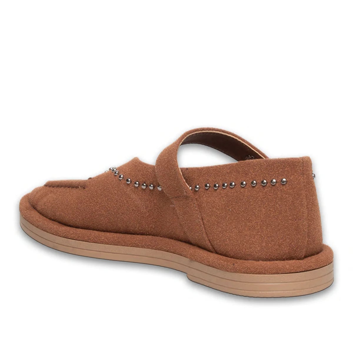 Brown Ankle-Tie Women's Loafer – Side Strap Detail, Thermo Sole | Wholesale - Color Types: Suede, Color: Brown - Image 3 of 4