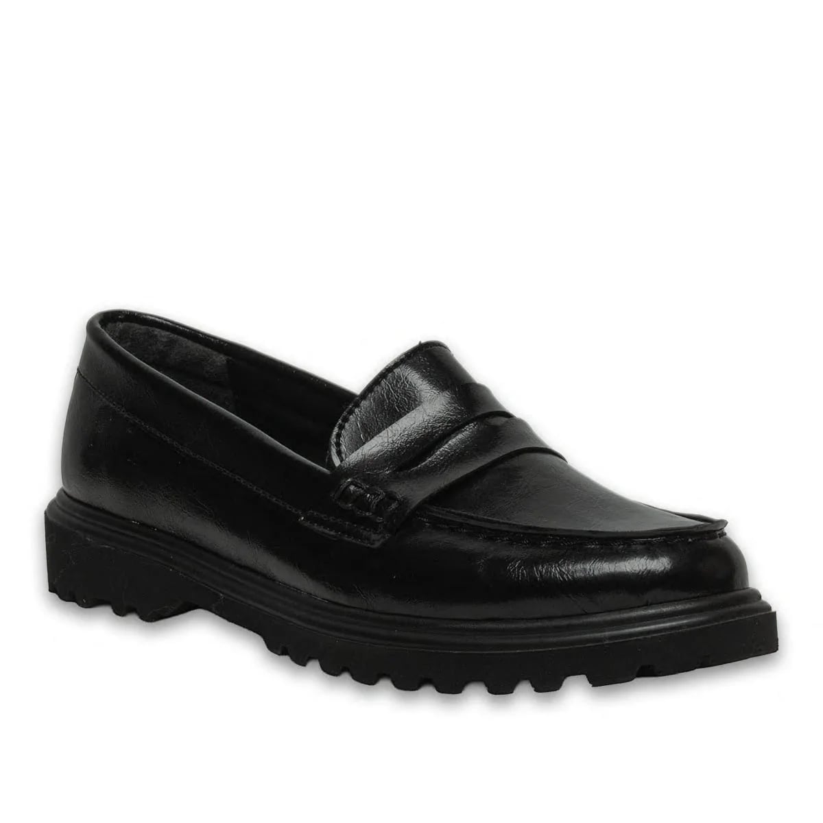 Black Women's Casual Shoes Synthetic Leather Classic Daily Comfortable Model - Color: Black, Color Types: Wrinkled - Image 2 of 4