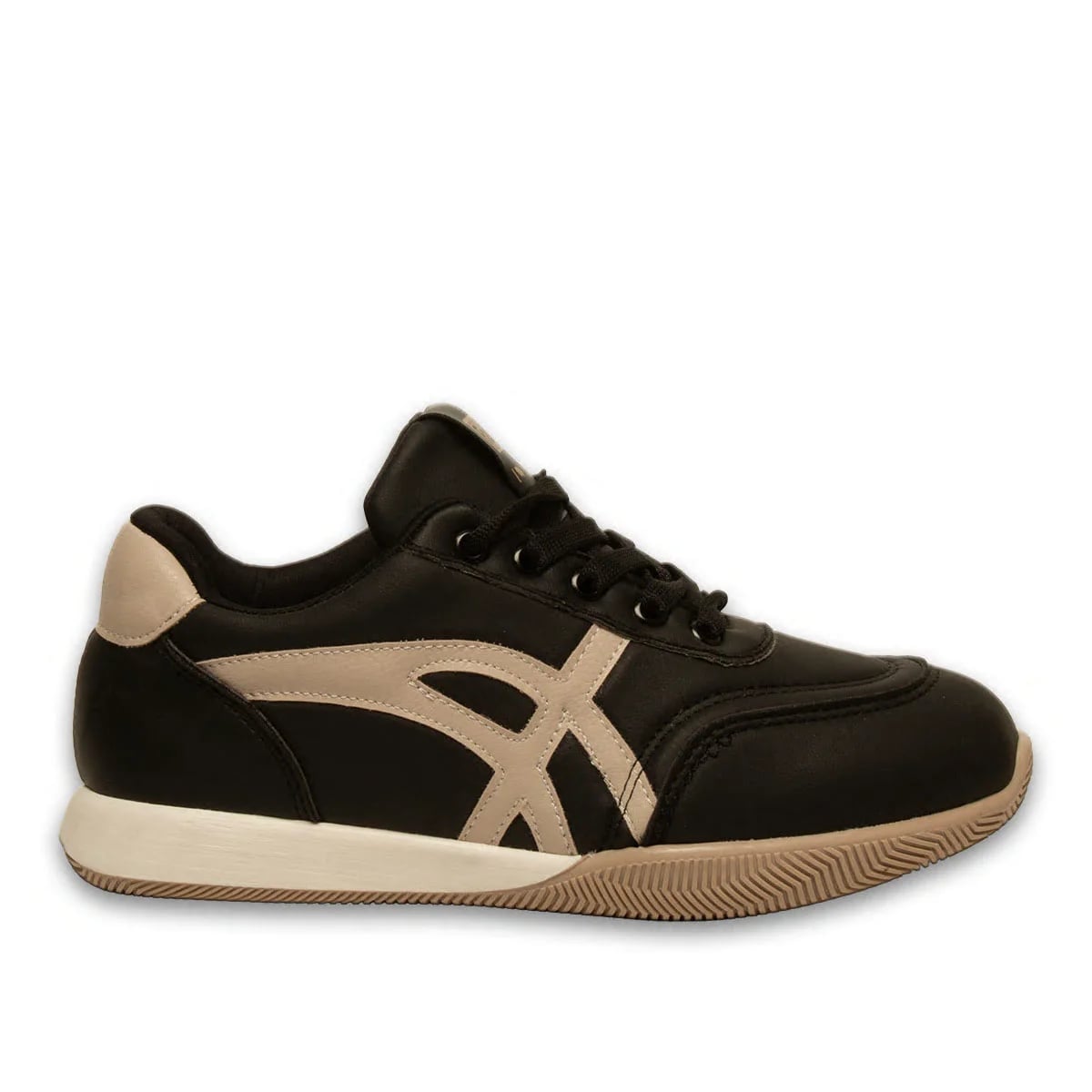 Black Lace-Up Women's Sports Sneakers Wholesale - Color: Black, Color Types: Leather - Image 1 of 4