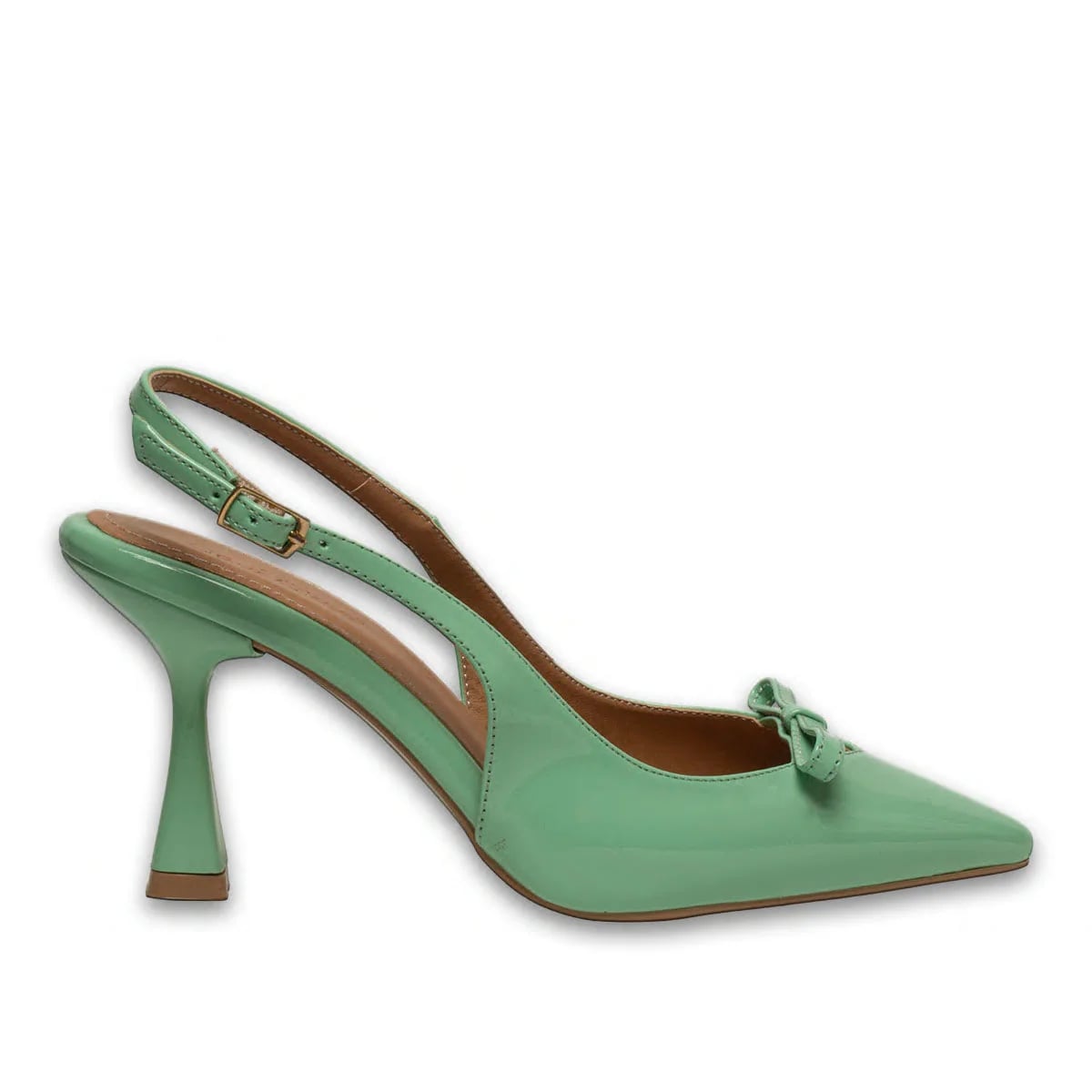 Green Patent Stiletto Flat Heel Model - Color: Green, Color Types: Patent leather - Image 1 of 4