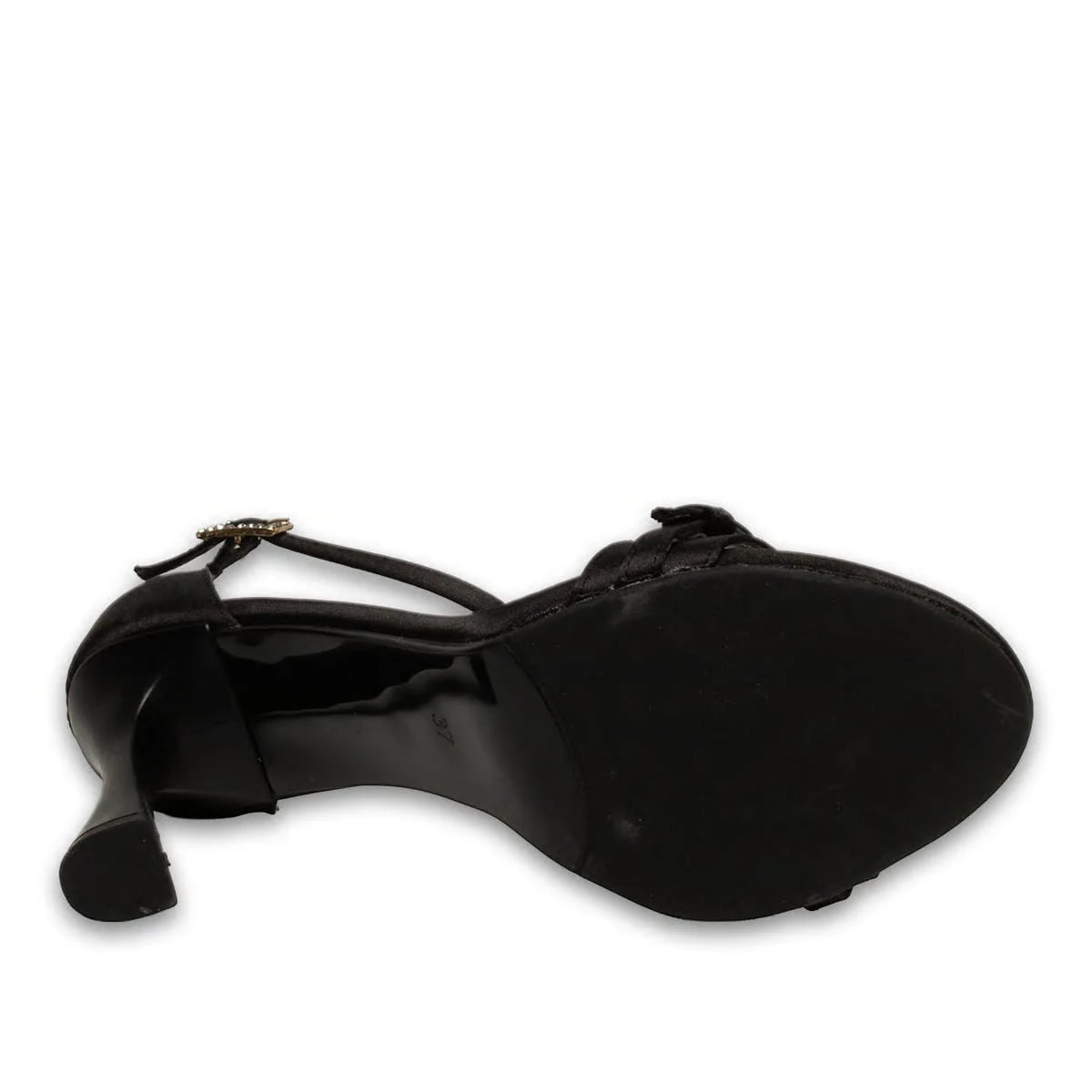 Black Synthetic Leather Women's Sandal High Heels Stylish Model – Wholesale - Color: Black, Color Types: Satin - Image 2 of 2