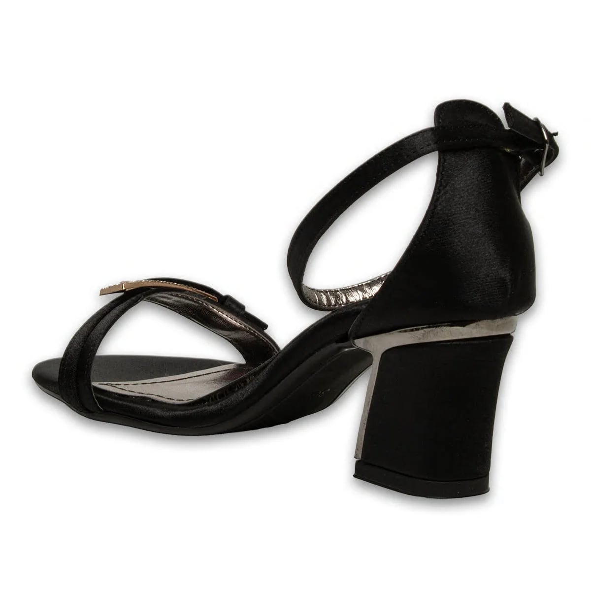 Black Flat Heeled Women's Sandal – Slim Buckled Stylish Model – Wholesale - Color: Black, Color Types: Satin - Image 3 of 4