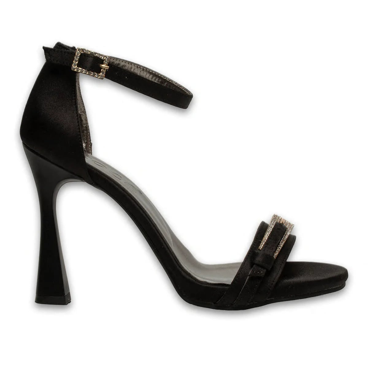 Black Synthetic Leather Women's Sandal High Heels Stylish Model – Wholesale - Color: Black, Color Types: Satin - Image 1 of 2