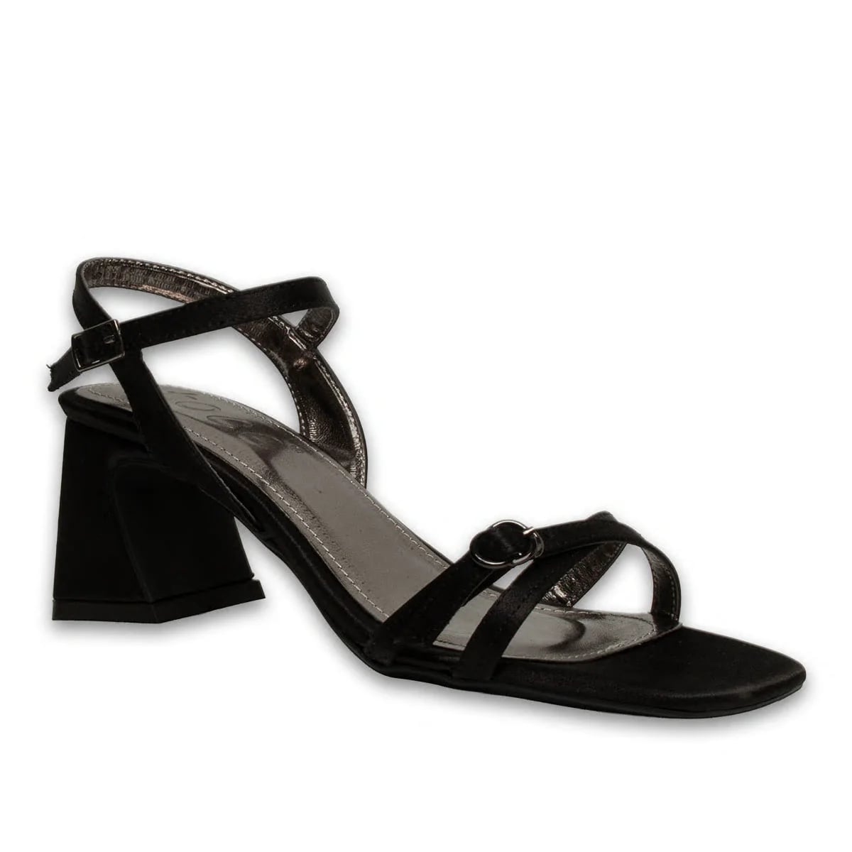 Black Flat Heeled Women's Sandal with Cross Trim Elegant Summer Model – Wholesale - Color: Black, Color Types: Satin - Image 2 of 4