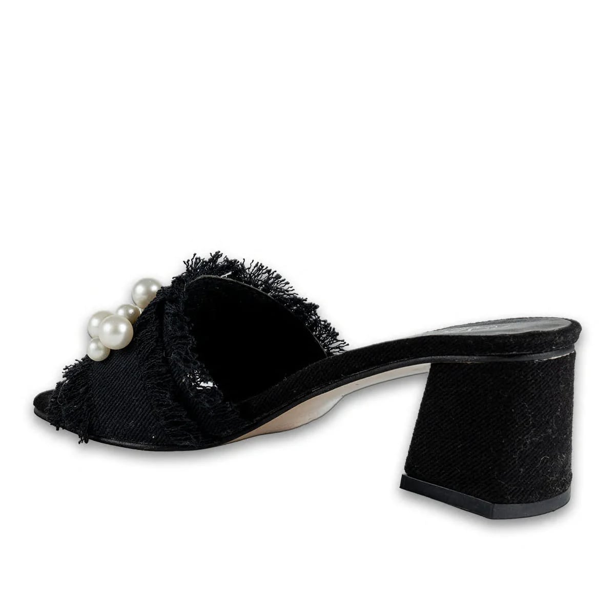 Wholesale Women's Heeled Slippers Black Pearl Stone Elegant Model - Color: Black, Color Types: Fabric - Image 3 of 3