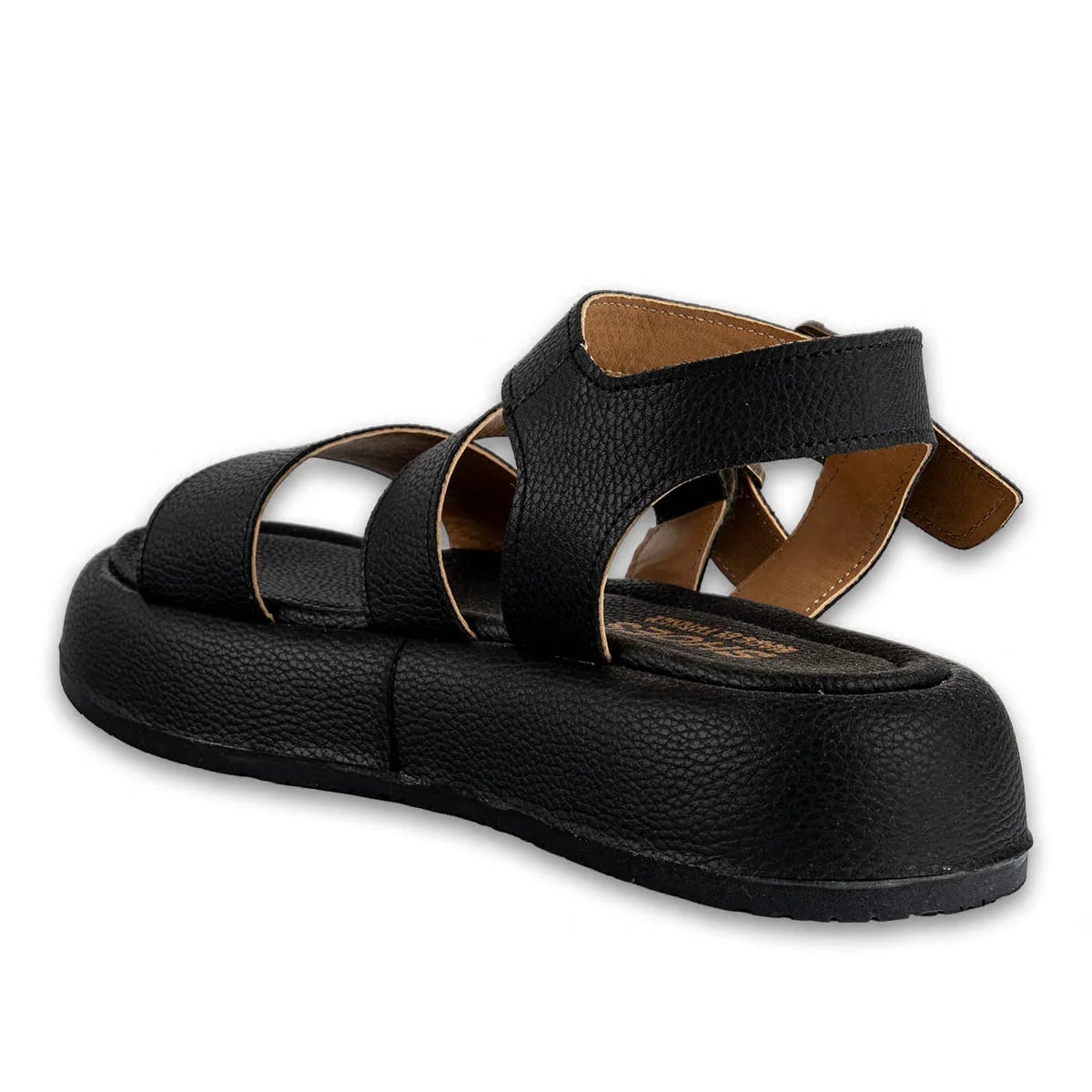 Wholesale Black Women's Flat Sandals Faux Leather Double Strap Stylish Model - Color: Black, Color Types: Leather - Image 3 of 3