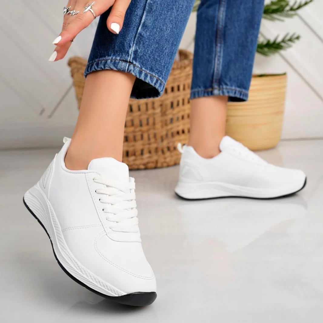 Zenne Beyaz Bağcıklı Spor Sneaker - Termo Taban - Renk: Beyaz - Fotoğraf 1 / 1