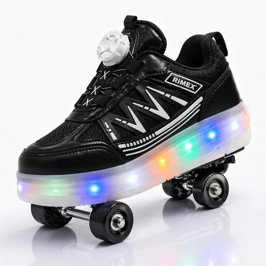 Junior Girls' Wheeled Sports Shoes (8-Pair Carton) - Color: Black, Color Types: Leather - Image 1 of 6