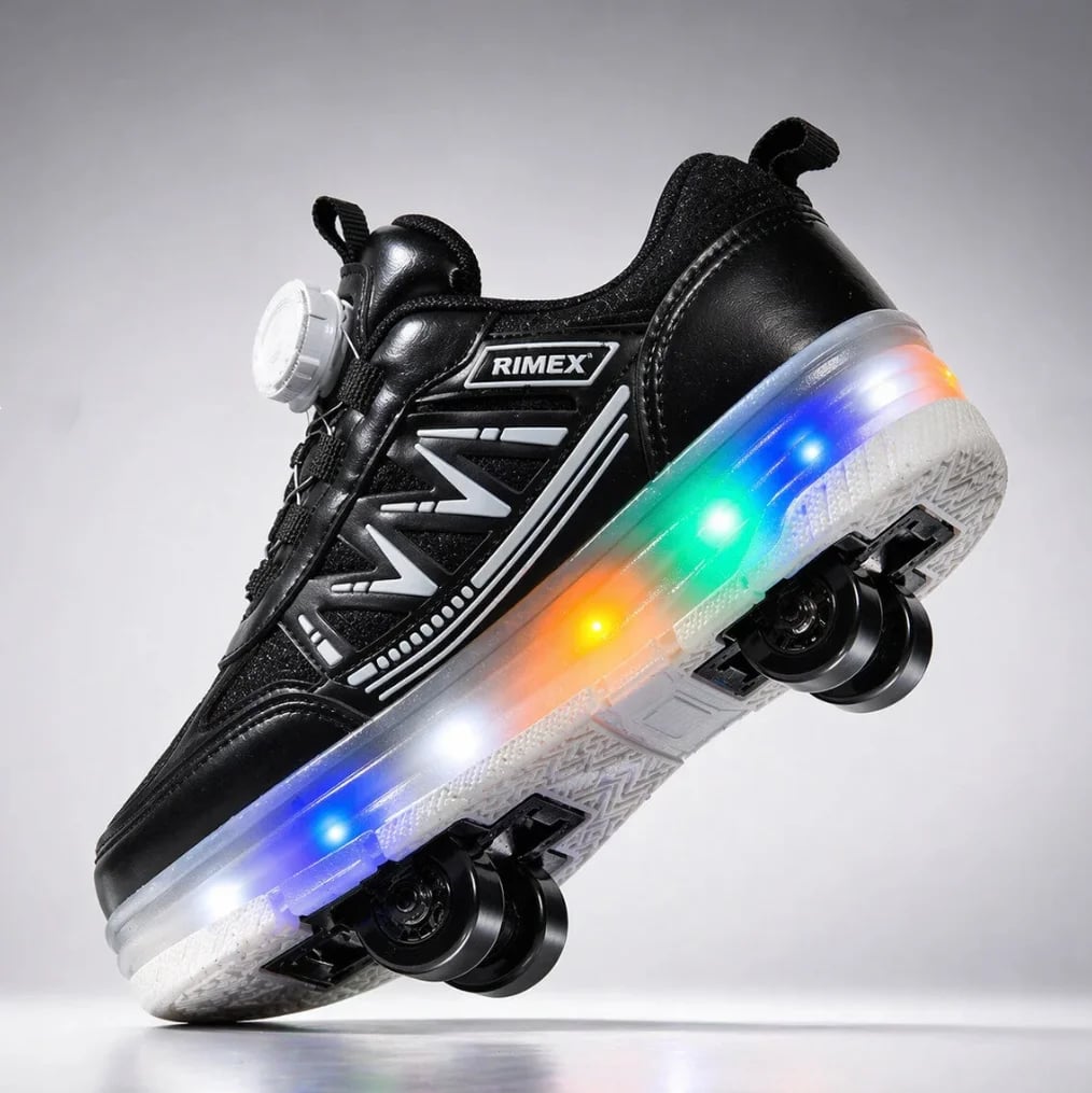 Junior Girls' Wheeled Sports Shoes (8-Pair Carton) - Color: Black, Color Types: Leather - Image 2 of 6