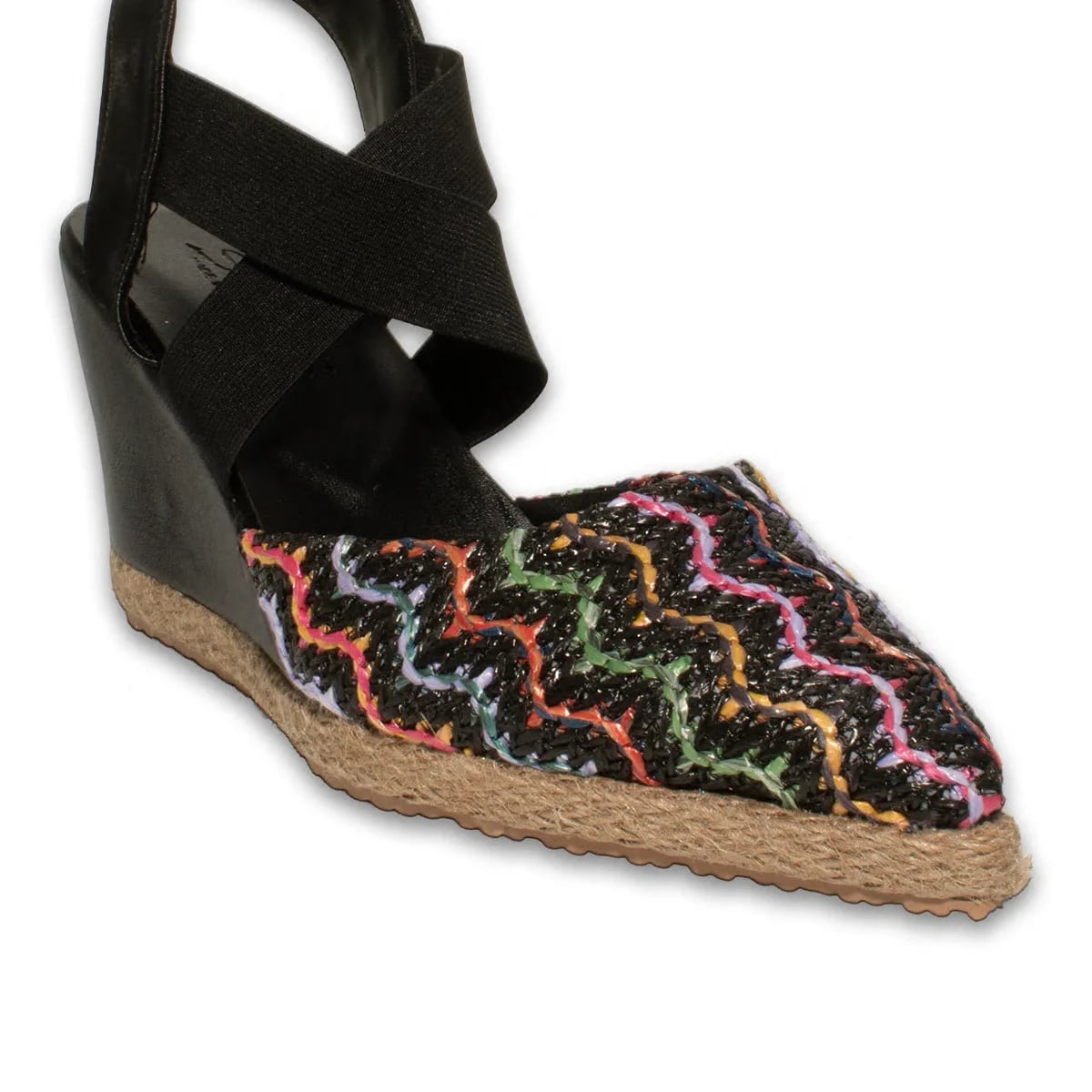 Sandales compensées femme à bride - Carton de 8 paires - Couleur: Noir, Types de couleurs: Cuir - Image 2 sur 4