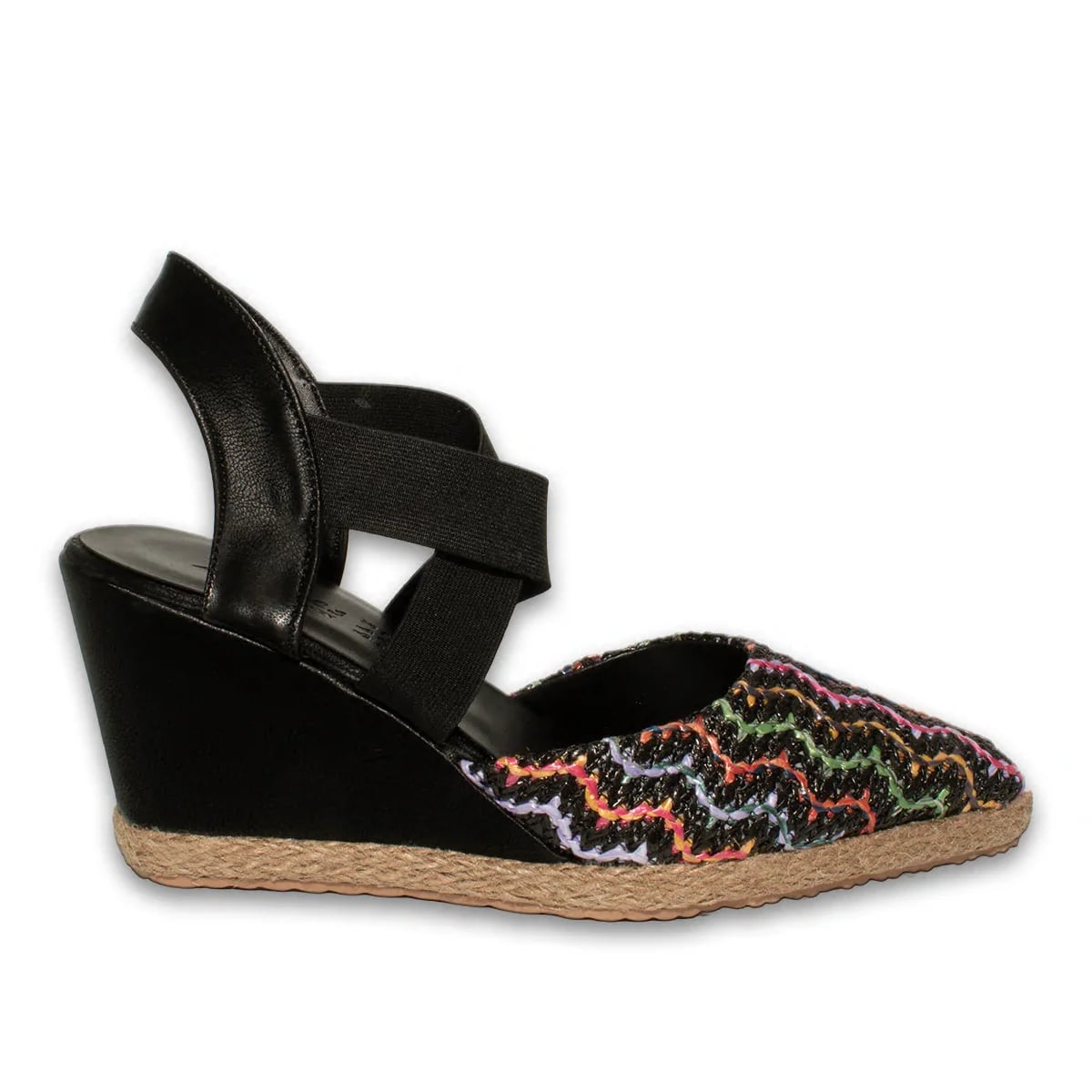 Sandales compensées femme à bride - Carton de 8 paires - Couleur: Noir, Types de couleurs: Cuir - Image 1 sur 4