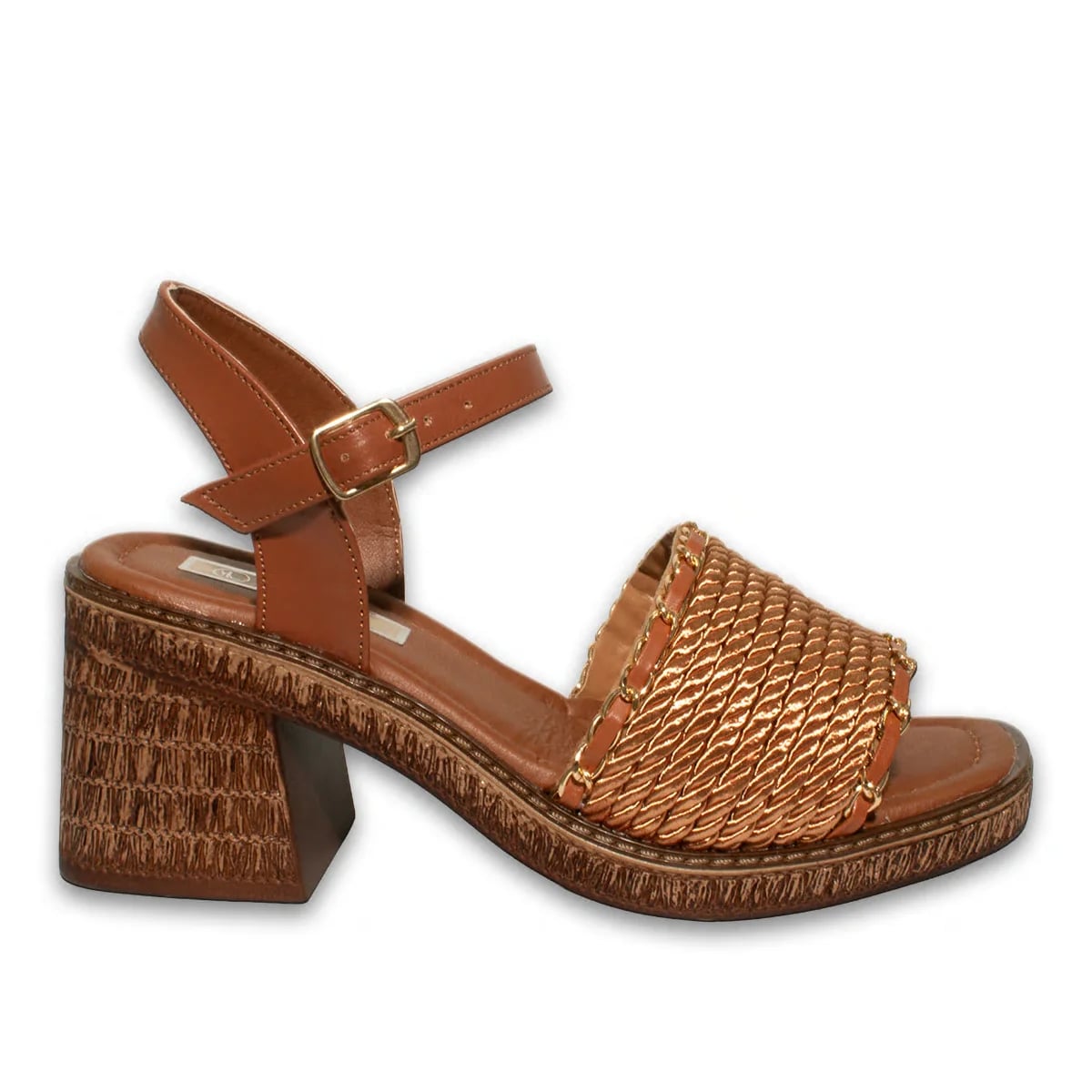 Sandalettes compensées femme – Carton de 8 paires - Types de couleurs: Cuir, Couleur: Marron clair - Image 1 sur 4