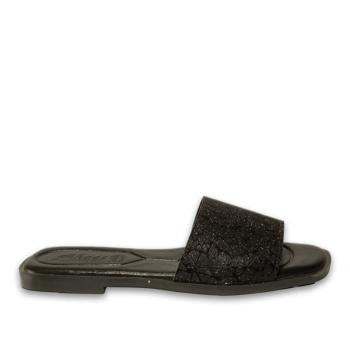 Women's Glitter Flat Slides (8-Pair Carton) - Color: Black, Color Types: Glitter - Image 1 of 3
