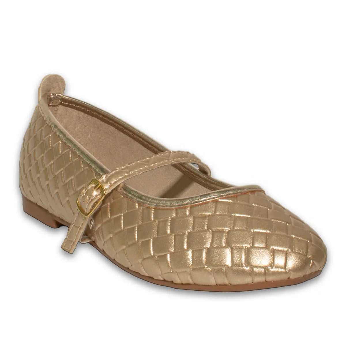 Woven Detail Women's Ballet Flats (8-Pair Carton) - Color: Gold, Color Types: Knitted - Image 2 of 4
