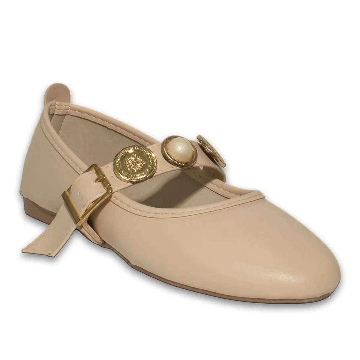 Women's All-Season Slip-On Ballet Flats (8 Pairs) - Color: Beige, Color Types: Leather - Image 2 of 4
