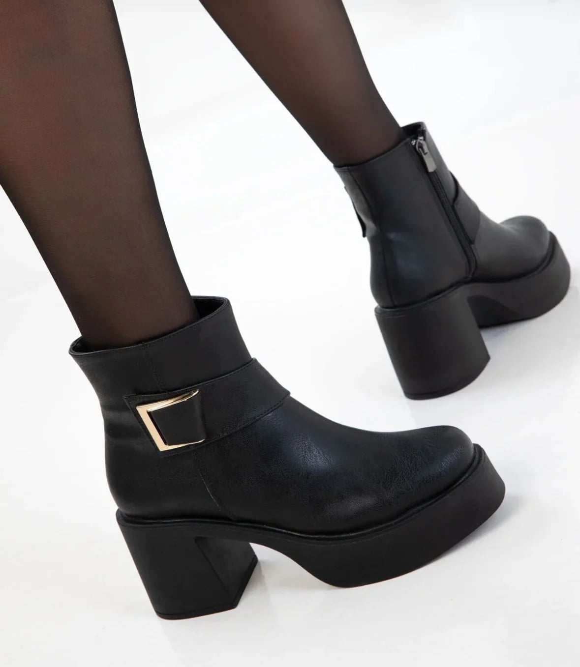 Women's Wedge Heel Winter Ankle Boots - 8-Pair Carton - Color: Black, Color Types: Leather - Image 2 of 4