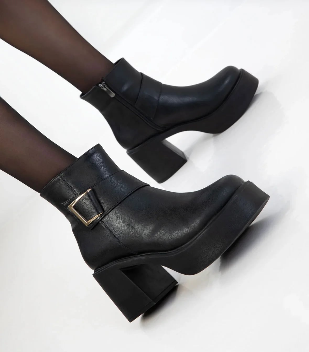 Women's Wedge Heel Winter Ankle Boots - 8-Pair Carton - Color: Black, Color Types: Leather - Image 1 of 4