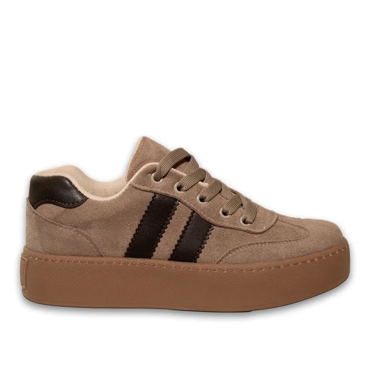 Vizon Bağcıklı Kadın Spor Ayakkabı Hafif Rahat Günlük Yürüyüş Casual Tüm Sezon Kullanıma Uygun Modern Sneaker Modeli Toptan - Renk: Vizon - Fotoğraf 1 / 3